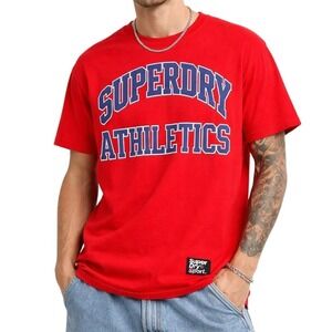 SUPERDRY Sport Team Tigers Podium Graphic Tee Men Sz L Red Athleisure Streetwear